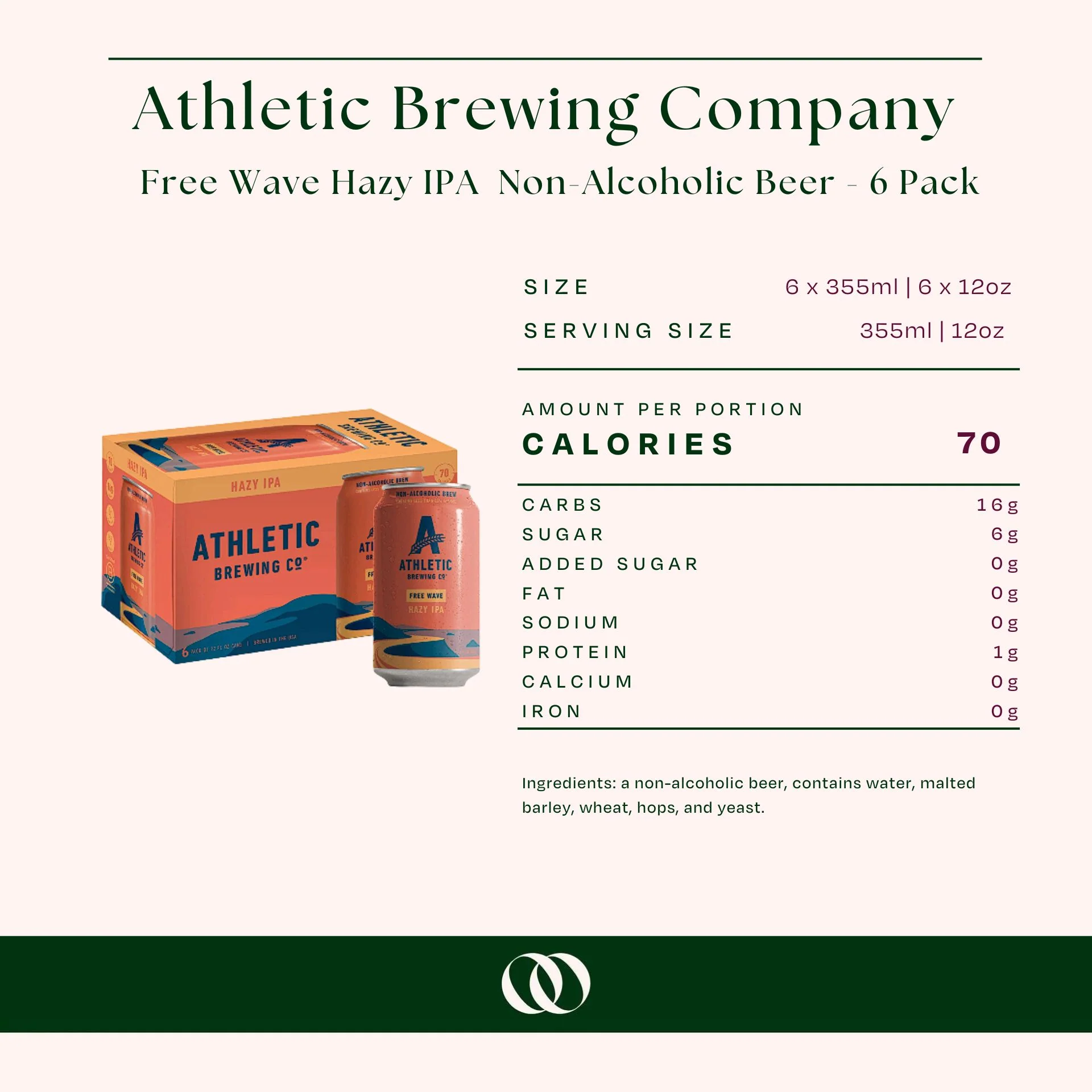 Athletic Brewing Company - Free Wave Hazy IPA - Non-Alcoholic Beer - 6 Pack - Image 3