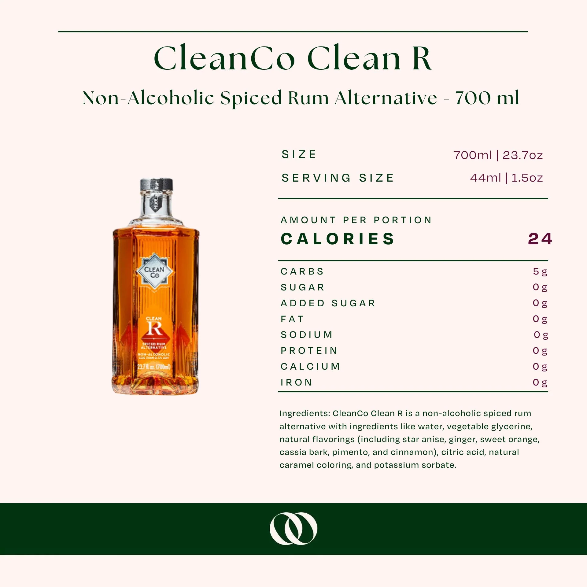 CleanCo Clean R - Non-Alcoholic Spiced Rum Alternative - 700 ml - Image 3