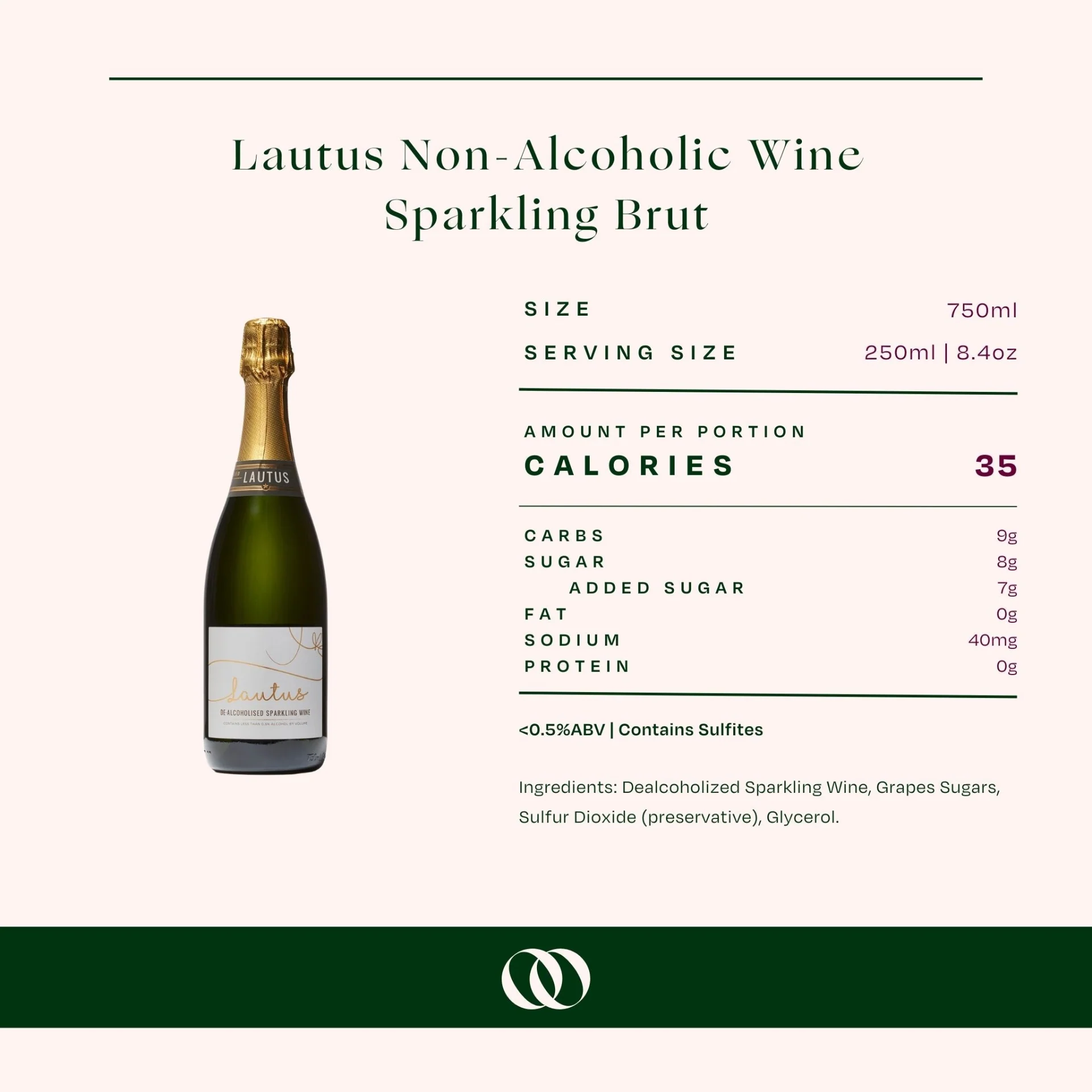 Lautus Non-Alcoholic Sparkling White Wine - Image 3