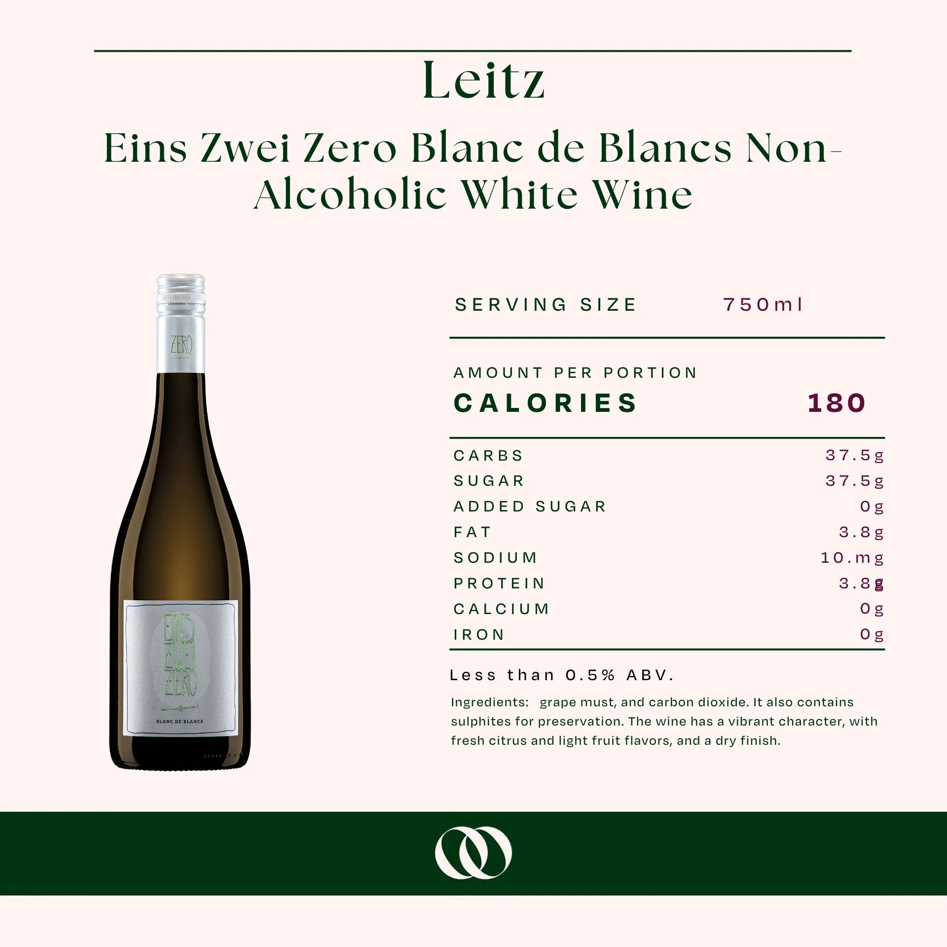 Leitz - Eins Zwei Zero Blanc de Blancs Non-Alcoholic White Wine - Image 3